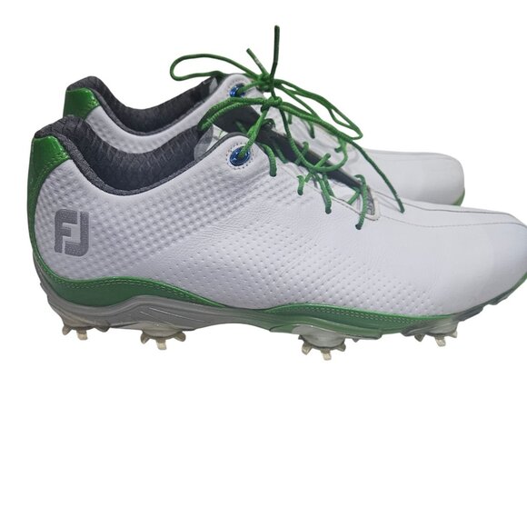 FootJoy D.N.A. Mens Golf Shoes 10M White & Green Spikeless - Picture 2 of 9